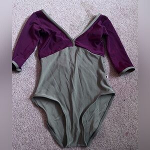 Yumiko ballet leotard, burgundy and grey